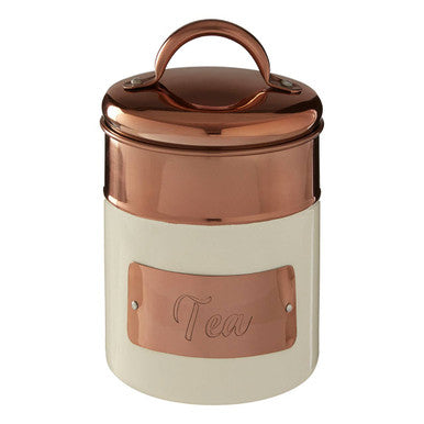 Cream And Copper Tea Canister