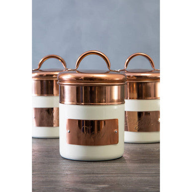 Cream And Copper Tea Canister