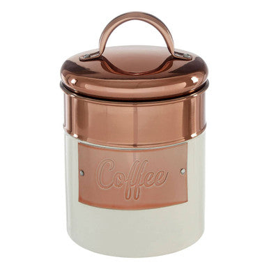 Cream And Copper Coffee Canister