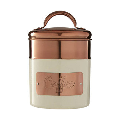 Cream And Copper Coffee Canister