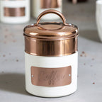 Cream And Copper Coffee Canister