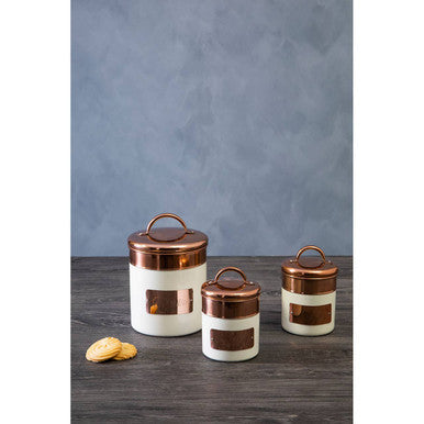 Cream And Copper Coffee Canister