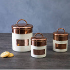 Cream And Copper Coffee Canister