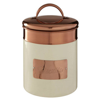 Cream And Copper Biscuit Canister