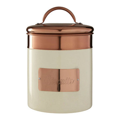 Cream And Copper Biscuit Canister