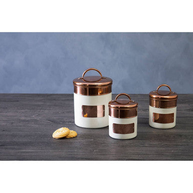 Cream And Copper Biscuit Canister