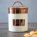 Cream And Copper Biscuit Canister