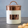 Cream And Copper Biscuit Canister
