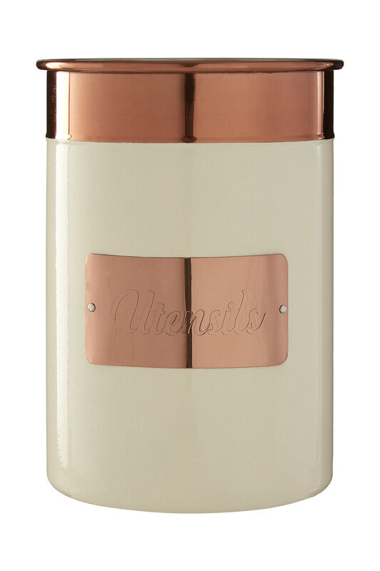 Cream And Copper Stainless Steel Utensil Holder