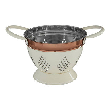 Small Cream and Copper Colander