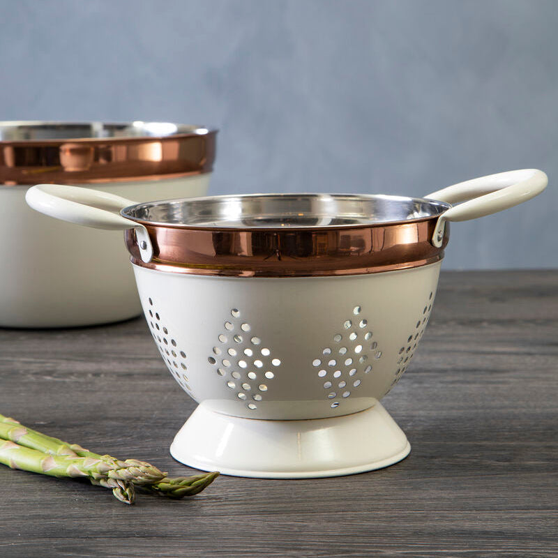 Small Cream and Copper Colander