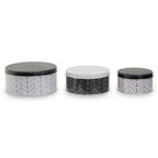Set of Three Monochrome Storage Tins
