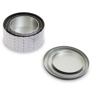 Set of Three Monochrome Storage Tins