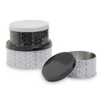 Set of Three Monochrome Storage Tins