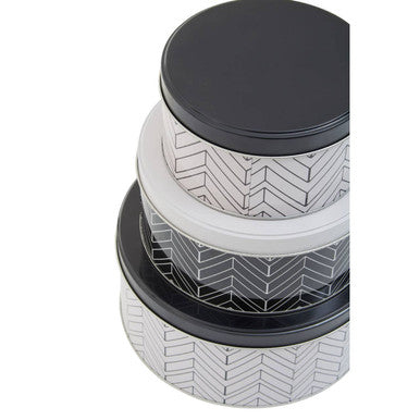 Set of Three Monochrome Storage Tins