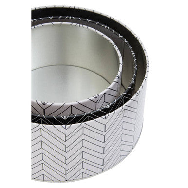 Set of Three Monochrome Storage Tins