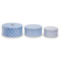 Set of Three Blue and White Storage Tins