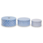 Set of Three Blue and White Storage Tins
