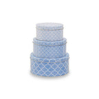 Set of Three Blue and White Storage Tins
