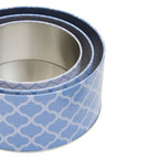 Set of Three Blue and White Storage Tins