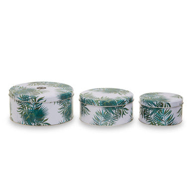 Set of 3 Palm Leaf Cake Storage Tins
