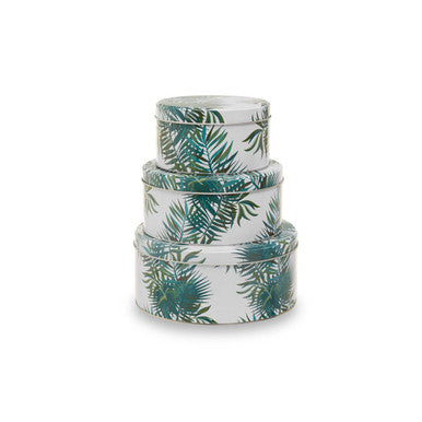 Set of 3 Palm Leaf Cake Storage Tins