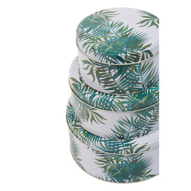Set of 3 Palm Leaf Cake Storage Tins