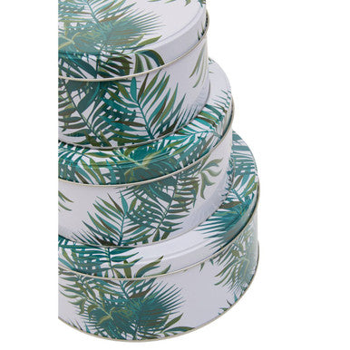 Set of 3 Palm Leaf Cake Storage Tins