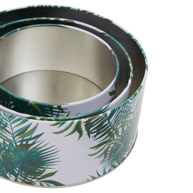Set of 3 Palm Leaf Cake Storage Tins