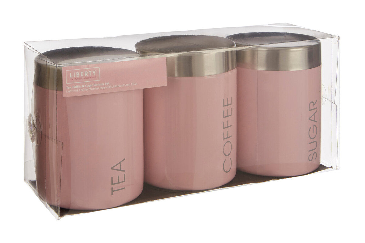 Light Pink Enamel Canisters