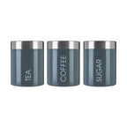 Set of 3 Grey Enamel Canisters