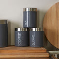 Set of 3 Grey Enamel Canisters
