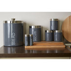 Set of 3 Grey Enamel Canisters