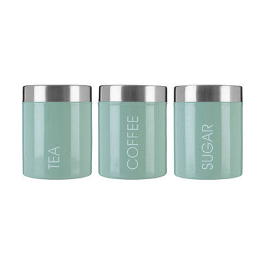 Set of 3 Pistachio Enamel Canisters