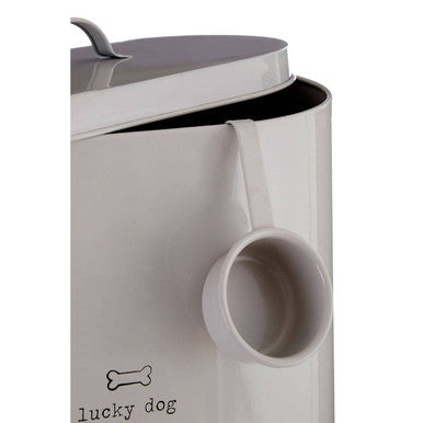 Grey Dog Food Storage Bin with Scoop 12 Litre