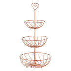 3 Tier Rose Gold Finish Fruit Basket