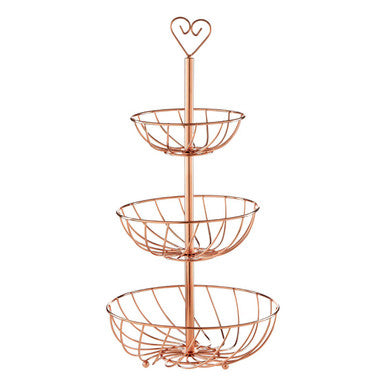 3 Tier Rose Gold Finish Fruit Basket