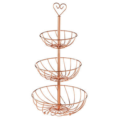 3 Tier Rose Gold Finish Fruit Basket
