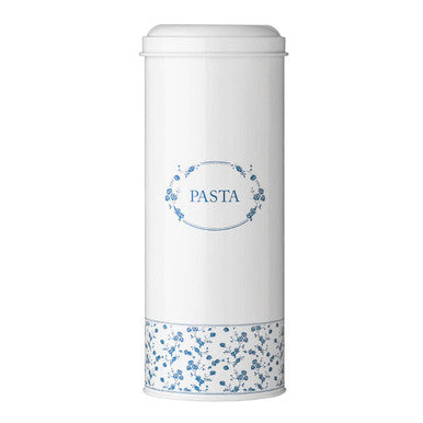 White Pasta Canister with Blue Floral Detail