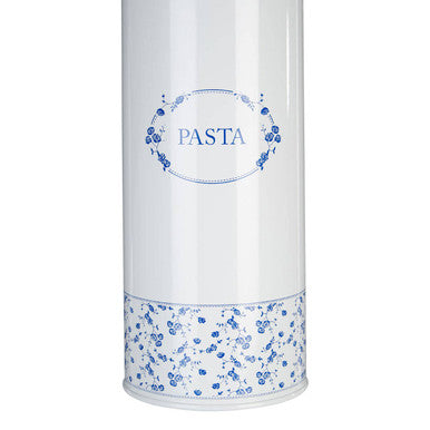 White Pasta Canister with Blue Floral Detail