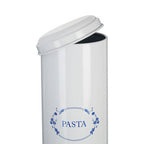 White Pasta Canister with Blue Floral Detail