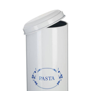 White Pasta Canister with Blue Floral Detail