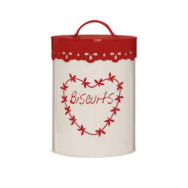 Red Heart Detail Biscuit Canister