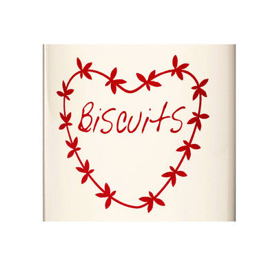 Red Heart Detail Biscuit Canister