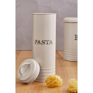 Cream Pasta Canister with Sketched Lettering