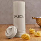 Cream Pasta Canister with Sketched Lettering