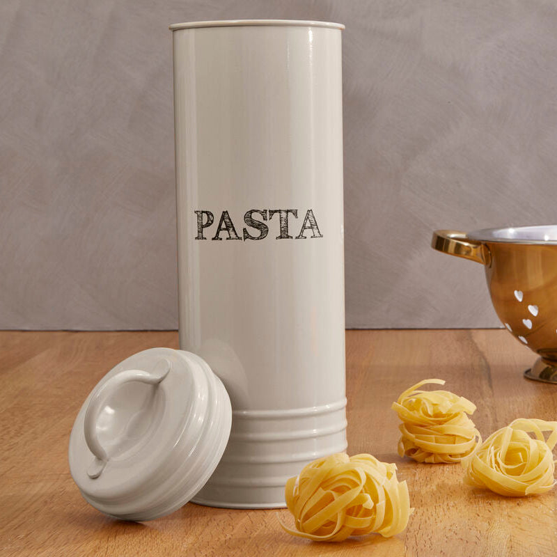 Cream Pasta Canister with Sketched Lettering