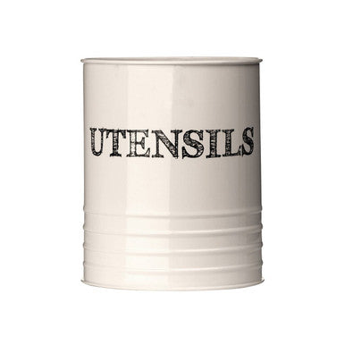 Cream Utensil Holder with Script