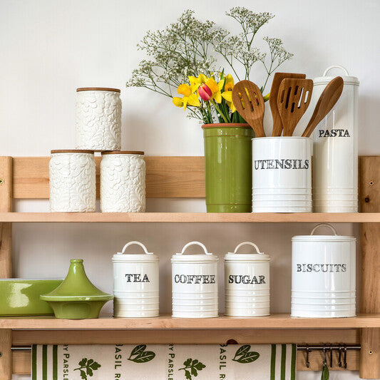 Cream Utensil Holder with Script