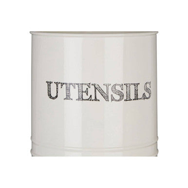 Cream Utensil Holder with Script